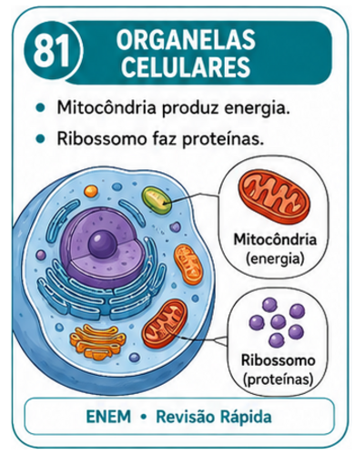 Card de revisão do ENEM sobre organelas celulares
